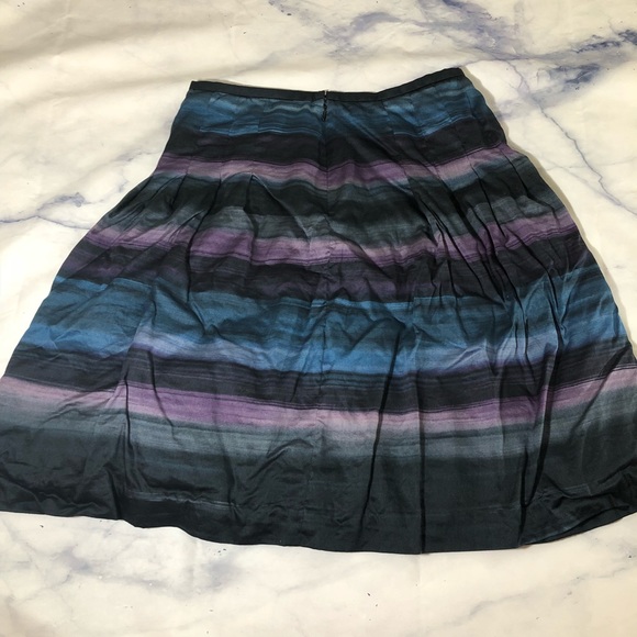 LOFT Petites Watercolor Blue/Purple Black Skirt - Picture 6 of 7